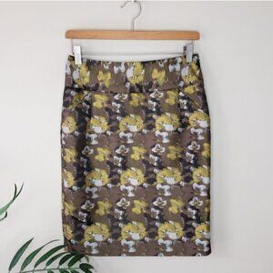 The Limited | Brown & Green Abstract Pencil Skirt Size XS Office Work